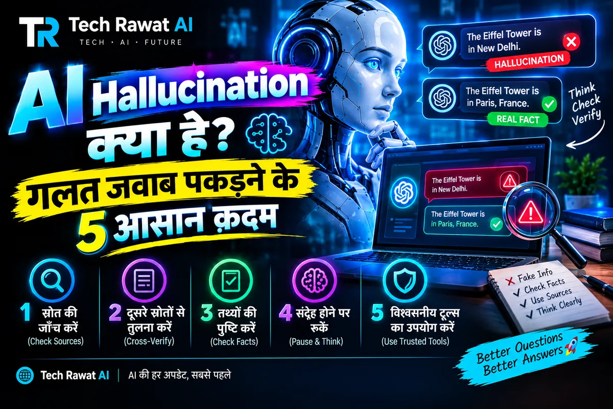 AI Hallucination क्या है? गलत जवाब पकड़ने के 5 आसान क़दम