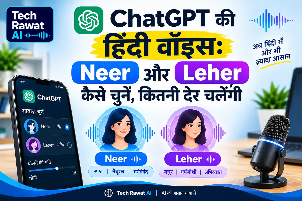 ChatGPT की हिंदी वॉइस: Neer और Leher कैसे चुनें, कितनी देर चलेंगी